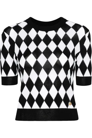 Balmain Playera tejida con motivo de rombos