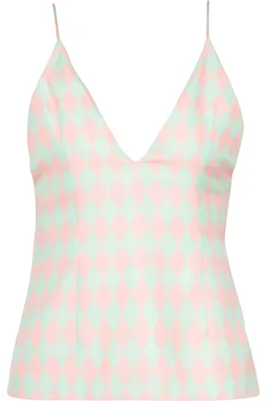 Balmain Top de seda con estampado de rombo