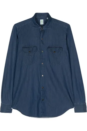 Finamore Camisa de chambray con botones de presión