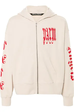 Palm Angels Hoodie con logo estampado y cierre
