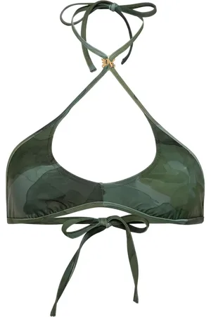 Palm Angels Top de bikini con estampado militar
