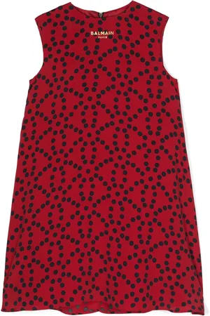 Balmain Vestido de crepé con lunares estampados