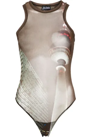 Jean Paul Gaultier Body de malla traslúcido estampado