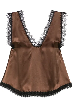 Viktor & Rolf Camisón de seda con ribete de encaje