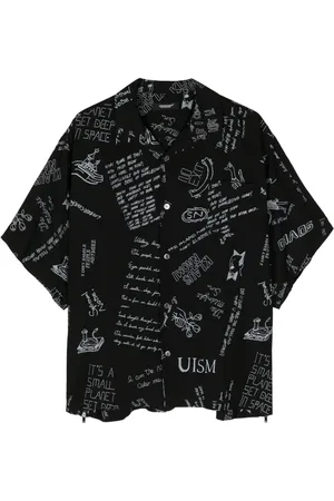 UNDERCOVER Camisa manga corta con garabatos estampados