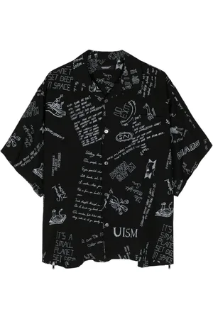 UNDERCOVER Camisa manga corta con garabatos estampados
