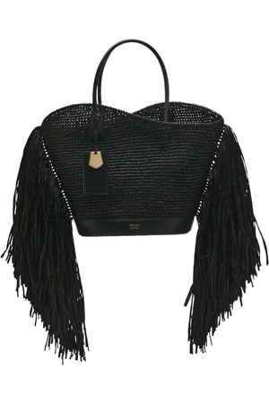 Salvatore Ferragamo Tote de rafia con flecos