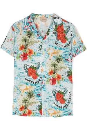Gucci Camisa con fresas estampadas