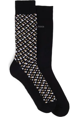 HUGO BOSS Pack de dos calcetines tejidos con logo en intarsia