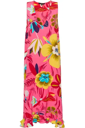 Gucci Vestido de seda con estampado floral
