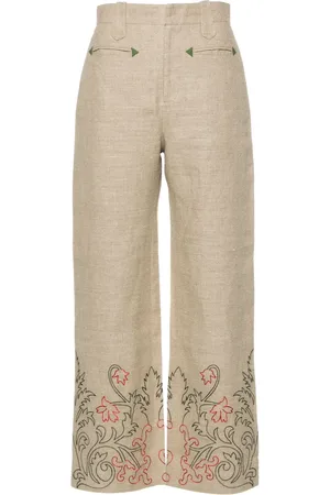 BODE Pantalones con bordado floral