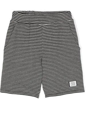 DOUUOD KIDS Bermudas con parche del logo y motivo de rayas