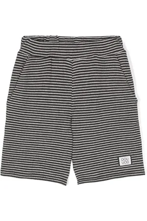 DOUUOD KIDS Bermudas con parche del logo y motivo de rayas