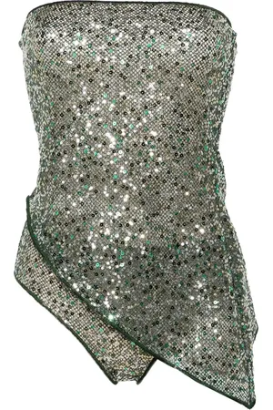 Oseree Pack de dos tops estilo bandeau de malla con lentejuelas