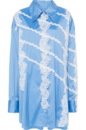 Viktor & Rolf Vestido camisero midi con detalle de encaje