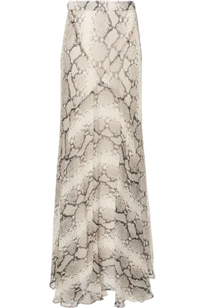 Nina Ricci Falda larga con estampado de piel de serpiente