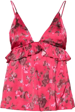 Ganni Top de satén con estampado floral