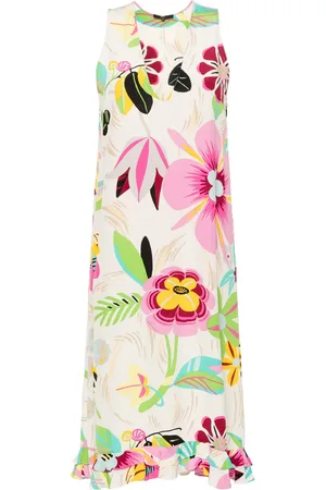 Gucci Vestido de seda con estampado floral