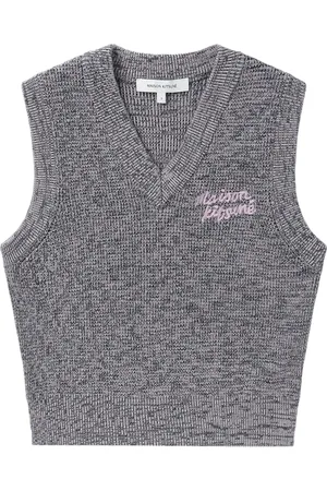 Maison Kitsuné Chaleco tejido con logo bordado a mano