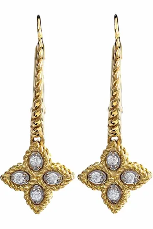 Roberto Coin Arracadas Princess Flower en oro amarillo de 18kt con diamantes