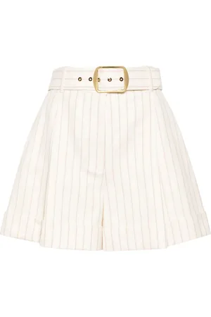 ZIMMERMANN Shorts con estampado de rayas diplomáticas y cinturón