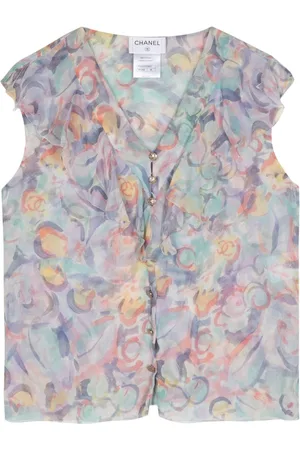 CHANEL Camisa de seda con estampado abstracto 2000