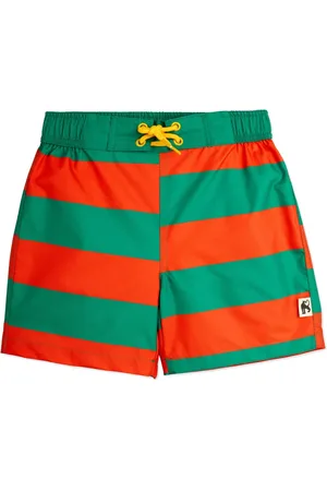 Mini Rodini Shorts de playa con rayas estampadas y cordones