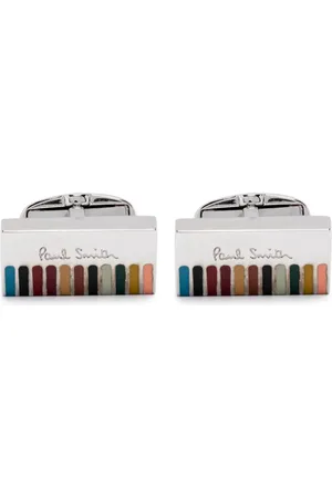 Paul Smith Mancuernillas con motivo de rayas y logo grabado