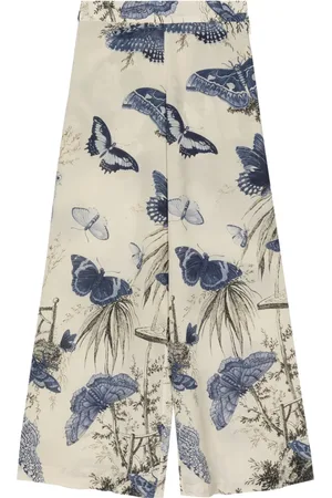 BIYAN Pantalones con tiro alto y estampado botánico