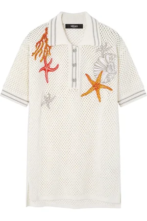 VERSACE Playera tipo polo tejido de crochet