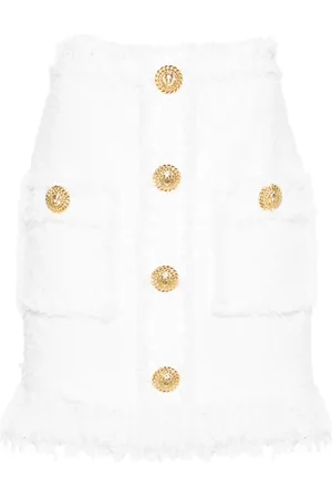 Balmain Falda corta tweed con cintura alta