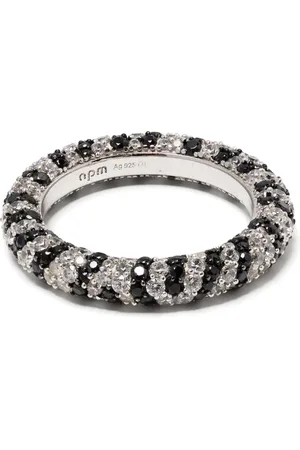APM Monaco Anillo a rayas con detalles de cristal