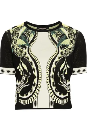 Roberto Cavalli Top corto con estampado de Lemon en jacquard