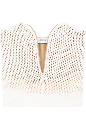 LANEUS Top tejido de crochet strapless