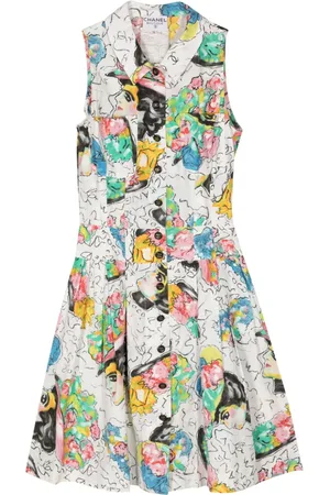 CHANEL Vestido sin mangas con estampado Mademoiselle 1995