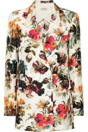 ALBERTO BIANI Blazer de seda con estampado floral