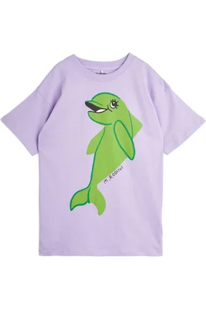 Mini Rodini Vestido estilo playera con delfín estampado
