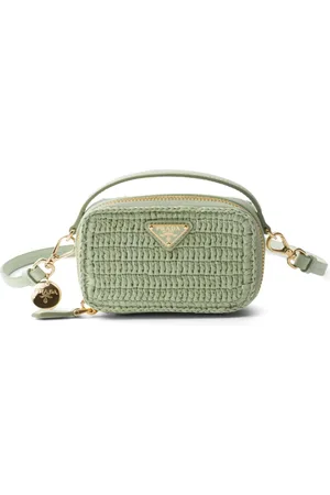 Prada Cartera de crochet con placa del logo