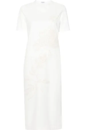 Brunello Cucinelli Vestido midi bordado con lentejuelas