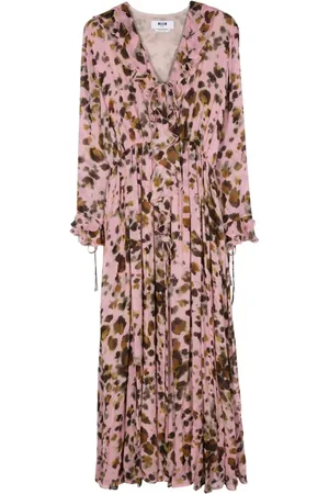 Msgm Vestido con estampado abstracto y volantes