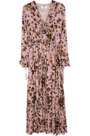 Msgm Vestido con estampado abstracto y volantes