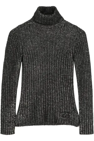 CHANEL Suéter tejido de canalé con cuello alto 2000