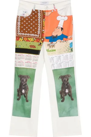 Marine Serre Pantalones rectos con estampados mixtos