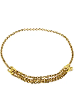 CHANEL Cinturón de cadena con placa del logo CC 1990-2000