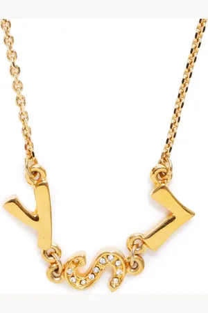 Saint Laurent Collar YSL bañado en oro con strass