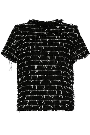 ISABEL SANCHIS Top de tweed con detalles deshilachados