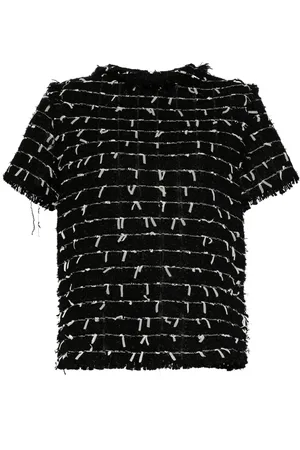 ISABEL SANCHIS Top de tweed con detalles deshilachados