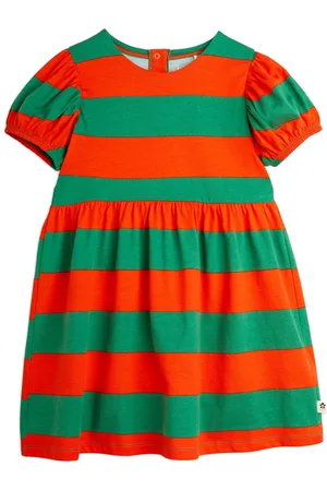 Mini Rodini Vestido con mangas farol y rayas estampadas