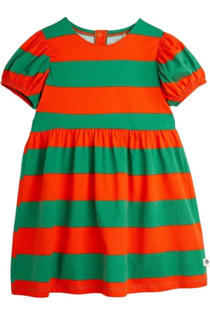 Mini Rodini Vestido con mangas farol y rayas estampadas