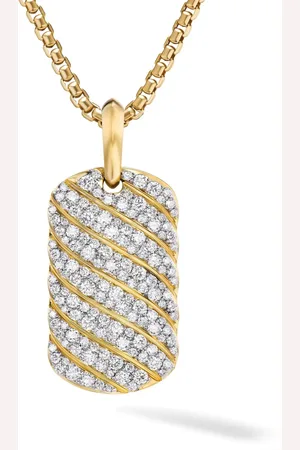 David Yurman Dije Sculpted Cable Tag en oro amarillo de 18kt con diamantes